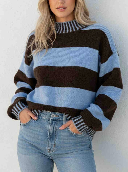 Lisa Stripe Knit- Blue/Choc