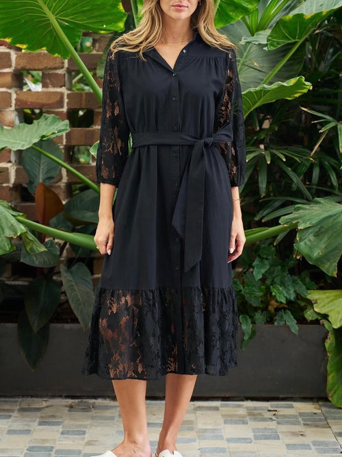 Hashim Lace Midi Dress- Black