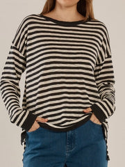 Betty Basics Natasha Knit Top- Blk/wht
