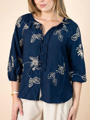 Raglan Sleeve Blouse- Navy