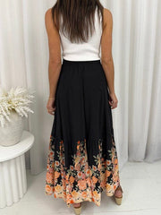 Bridgett Floral Maxi Skirt- Black