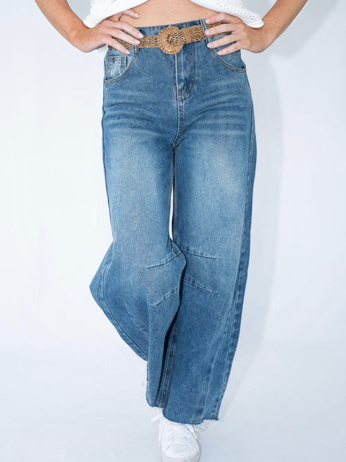 Rigid Denim Barrel Baggy Jeans