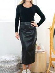 Faux Leather Look Pencil Skirt
