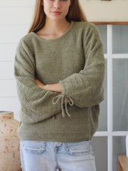 Tie Sleeve Knit Jumper- Green