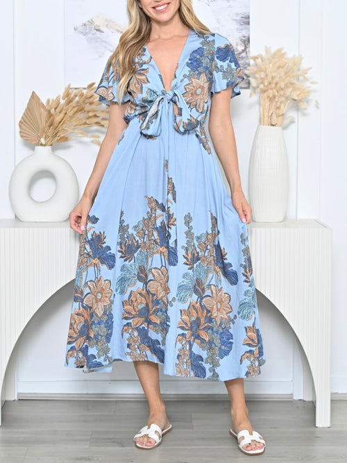 Selina Tie Dress- Blue