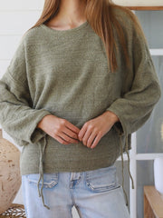 Tie Sleeve Knit Jumper- Green