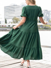 Selma Button Dress- Green