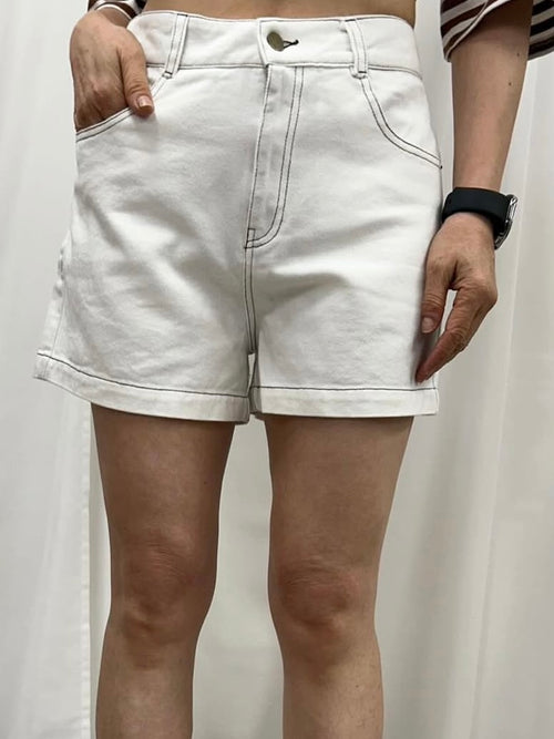White Cotton Shorts