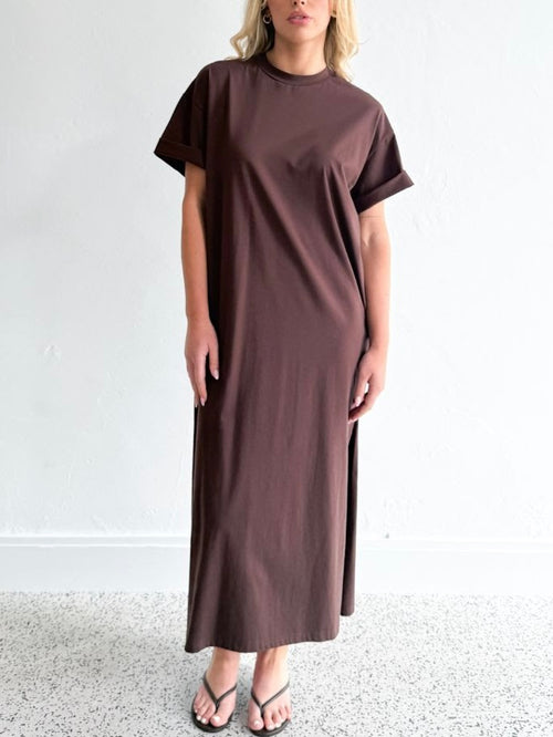 Fria Tshirt Maxi Dress- Chocolate