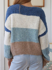 Charlotte Stripe Knit Jumper- Blue/Cream