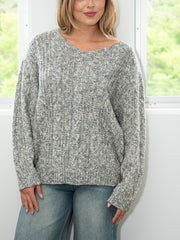 Lurex Cable Knit- Grey