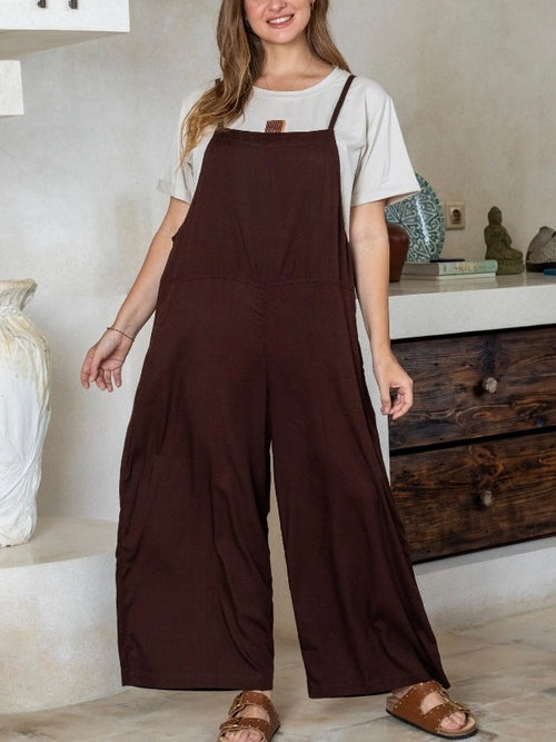 Rayon Overalls- Chocolate