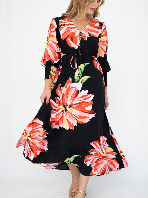 Big Flower Sleek Selma Dress
