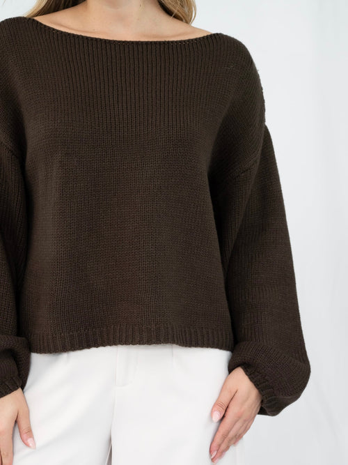 Hazel Boatneck Knit- Chocolate