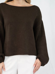 Hazel Boatneck Knit- Chocolate