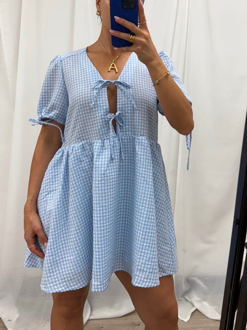 Allie Tie Dress- Blue