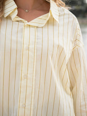 Yellow Stripe Cotton Oversized Shirt
