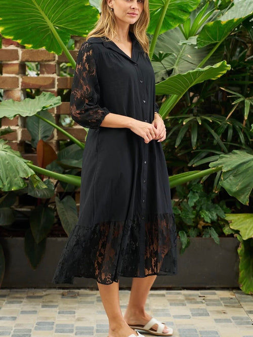 Hashim Lace Midi Dress- Black