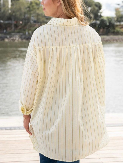 Yellow Stripe Cotton Oversized Shirt