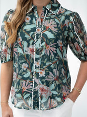 Scallop Floral Lace Blouse