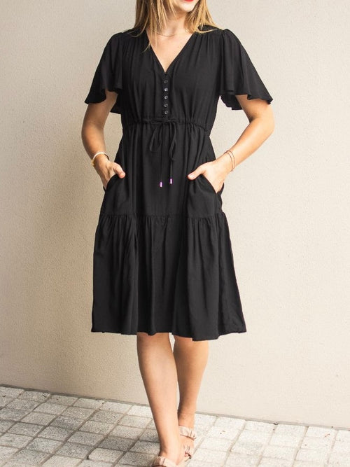 Selma Plain Short Dress- Black