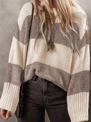 Cream Coast Stripe Jumper- Taupe/Cream