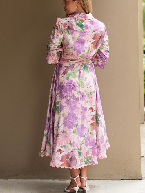 Floral Lace Godet Dress