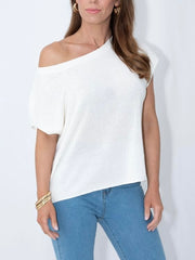 Crepe Knit Yarn Top- White