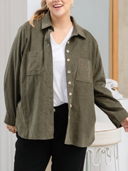 Sloane Cord Shacket- Khaki