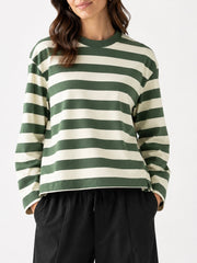 Pique Stripe L/S Tee - Sage Stripe