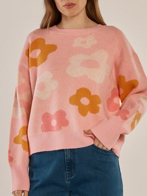 Leonie Knit Sweater- Pink Floral