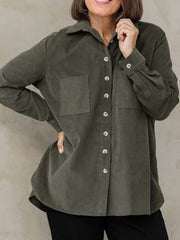 Sloane Cord Shacket- Khaki