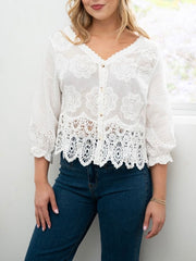 Cotton Broderie Cardi- White