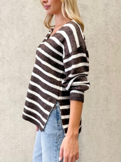 Stripe Oversize Knit- Chocolate