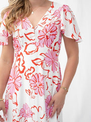 Floral Kivari Neck Midi Dress