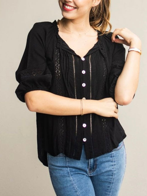 Pagot Lace Blouse-Black