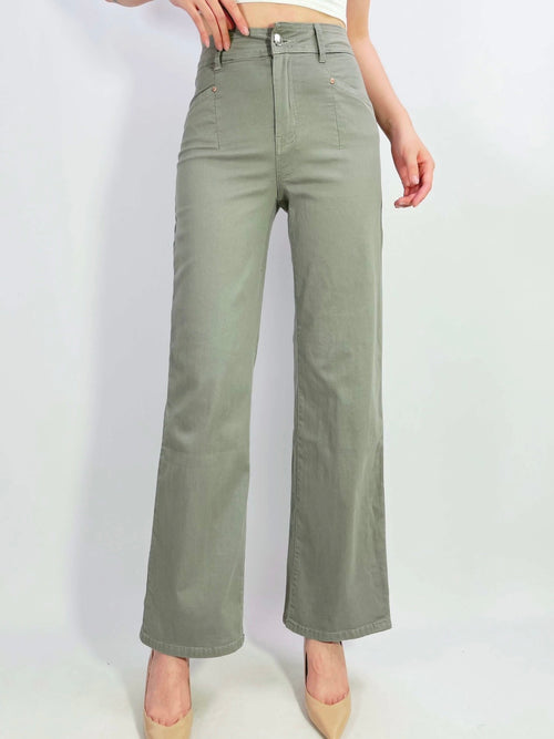 Country Denim Petite Straight Jeans- Khaki