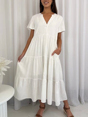 Fleur Linen Dress- Cream