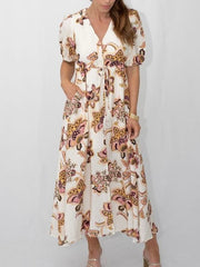 Esther Floral Sleek Selma Dress- White