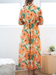 Tangerine Frill Floral Dress