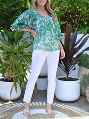 Cali Puff Sleeve Top- Green