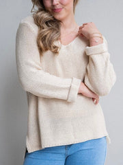 Roll up Sleeve Knit- Beige
