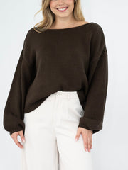Hazel Boatneck Knit- Chocolate