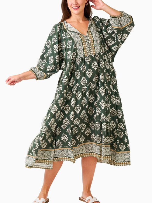 Villa Dress- Green Print