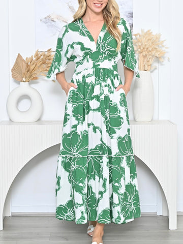 Bailey Linen Dress- Lime Green