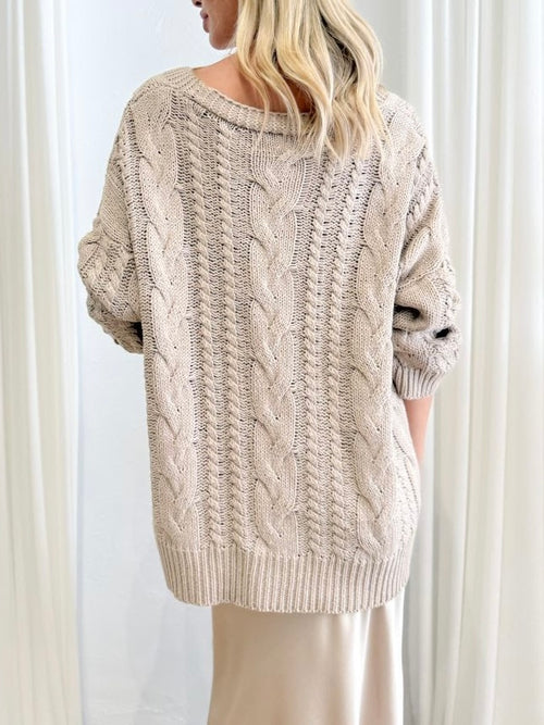 Cable Oversized Cardi- Beige
