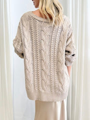 Cable Oversized Cardi- Beige
