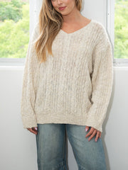Lurex Cable Knit- Cream