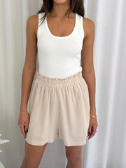 Linen Heart Shorts- Natural
