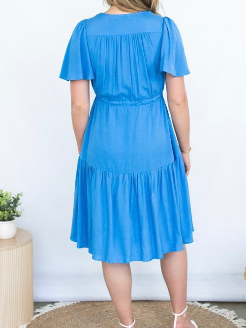 Selma Plain Short Dress- Blue